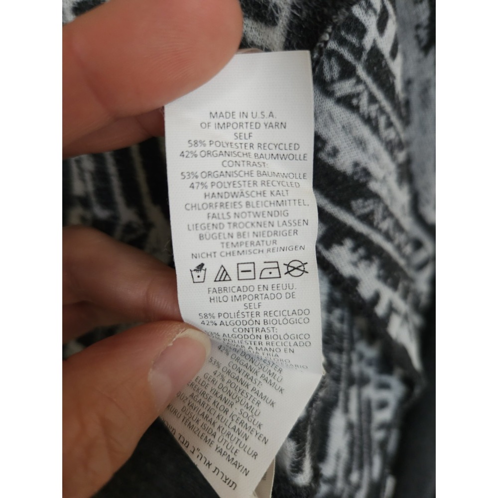 Prana Womens M Gray Geometric Tribal Print Open Front Hooded Cardigan Sweater - Picture 6 of 9